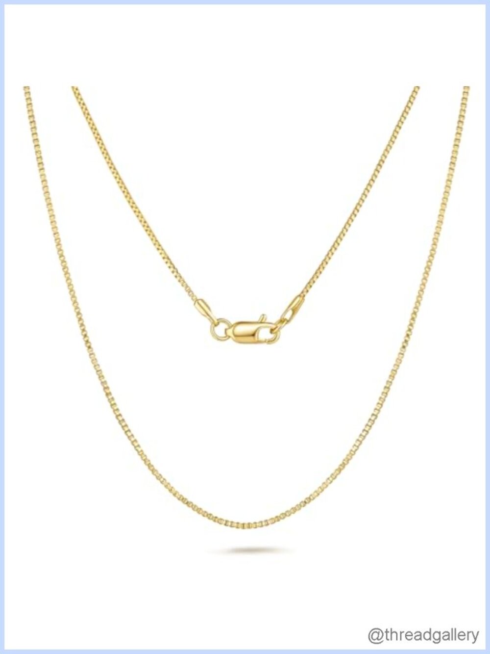 14K Gold Box Chain Necklace 0.8mm 22in